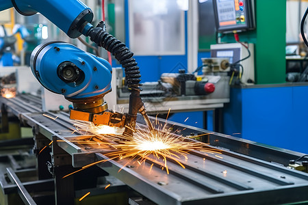 自动焊接机器人切割金属背景