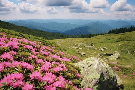 山花山开春未归花山云海背景