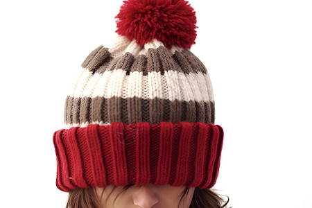 暖心红白线条针织帽背景图片