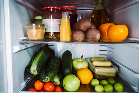 冰箱里的蔬果背景图片