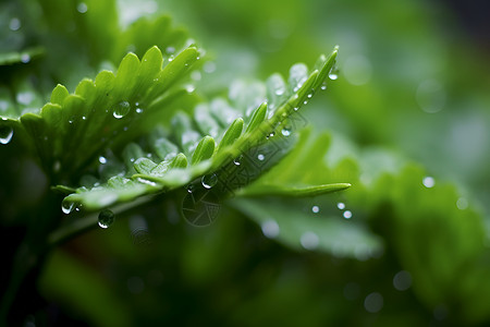 水滴洒在绿叶上背景图片