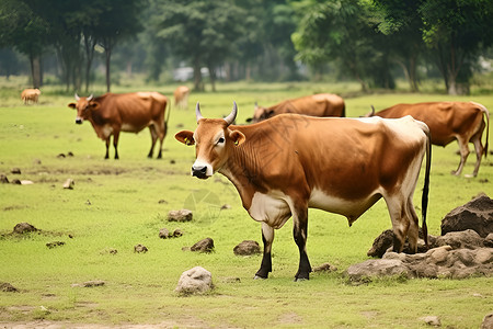 牧场上的牛背景图片