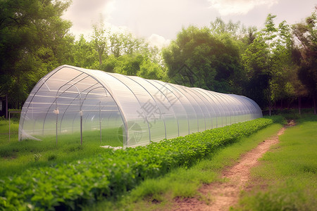 巨型蔬菜田园风光中的巨型温室背景