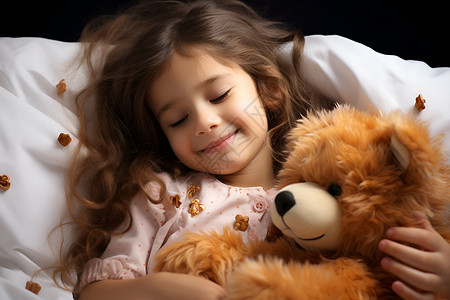 小女孩和玩具熊背景图片