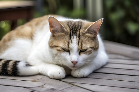 阳光下趴着的猫咪背景图片