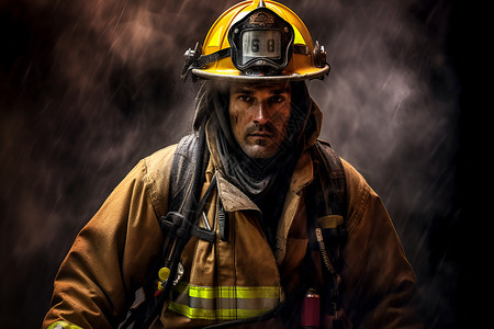 清理救援的消防员背景图片