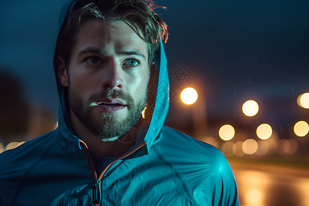 夜幕下奔跑的男人背景图片