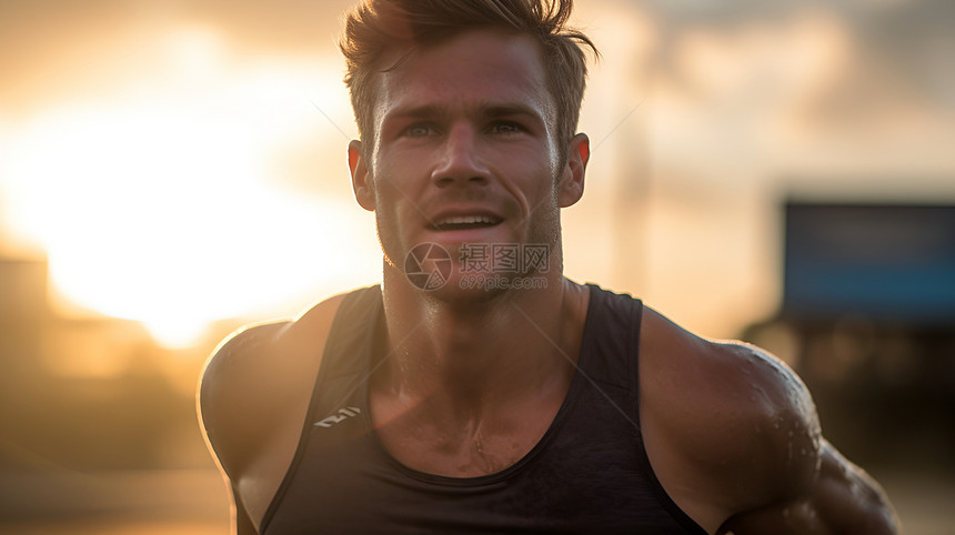 阳光下的长跑运动员图片