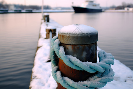 冰雪覆盖的码头高清图片