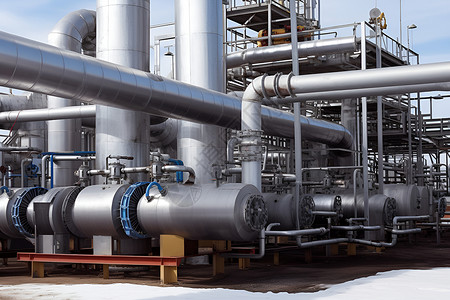 汽油管道工厂中的大型工业管道系统背景