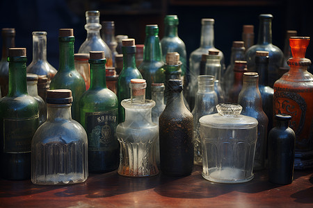 复古酒吧中的酒瓶背景图片