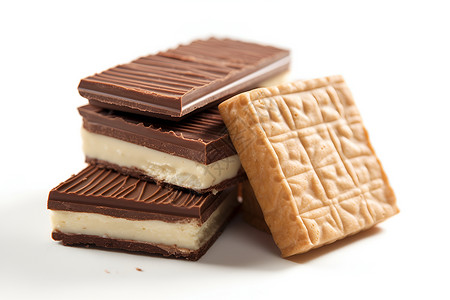 薄脆饼干巧克力和白巧克力薄饼背景