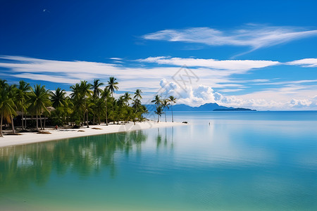 碧海蓝天椰树沙滩背景图片