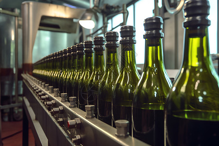 工厂中生产的酒瓶高清图片