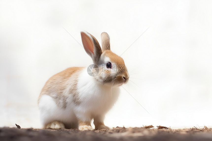 泥土上的可爱兔子图片