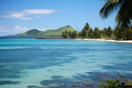 蓝天白云美丽海岛背景图片