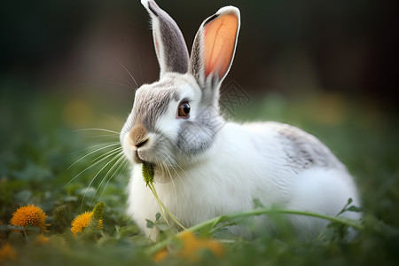兔子与胡萝卜可爱的兔子在草地上背景
