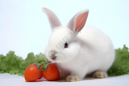 可爱的白色小兔子背景图片