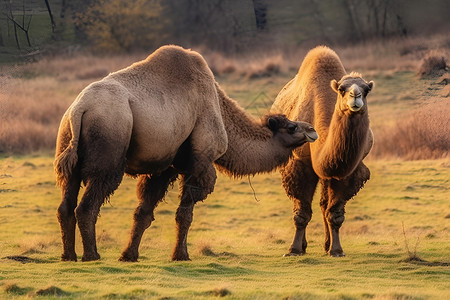 草地上的骆驼背景图片