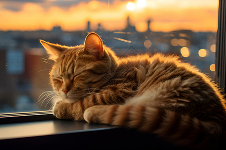 房屋窗台上的猫咪背景图片