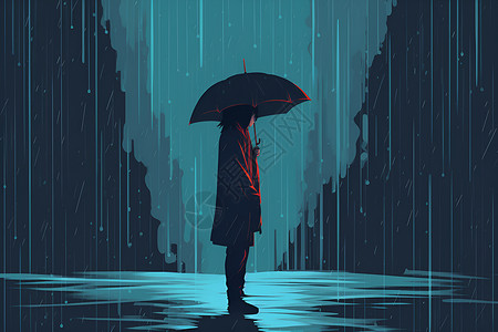 站着发抖的男人雨中站着的男性插画