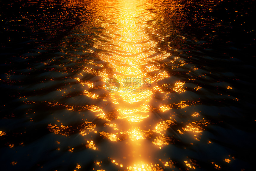 水中的黄金光芒图片