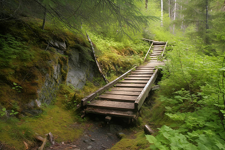 森林楼梯背景图片