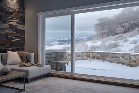 窗外白雪皑皑背景图片