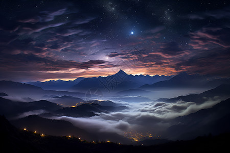 星空下的山脉背景图片