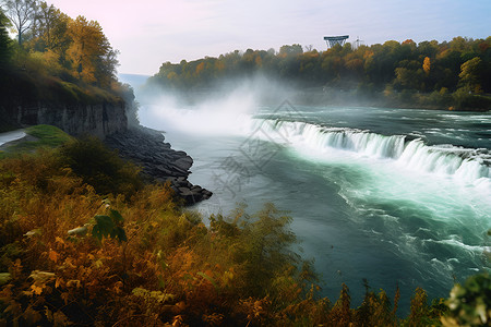 瀑布中的一条河流背景图片