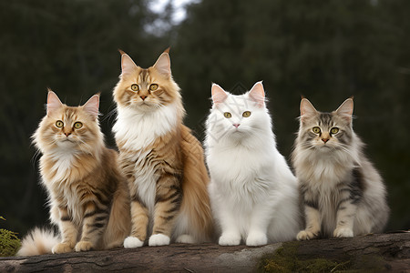 户外的一群猫咪背景图片