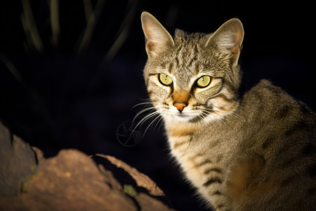 草原夜行猫夜行性动物高清图片