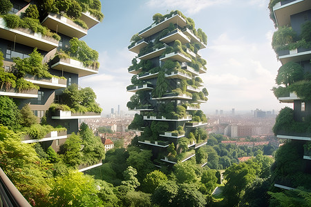 环保与未来大自然与现代都市背景