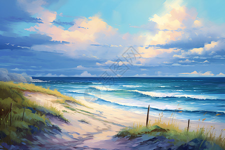 海滨沙滩的宁静风景背景图片