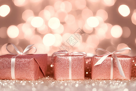 白丝带的粉色礼物背景图片