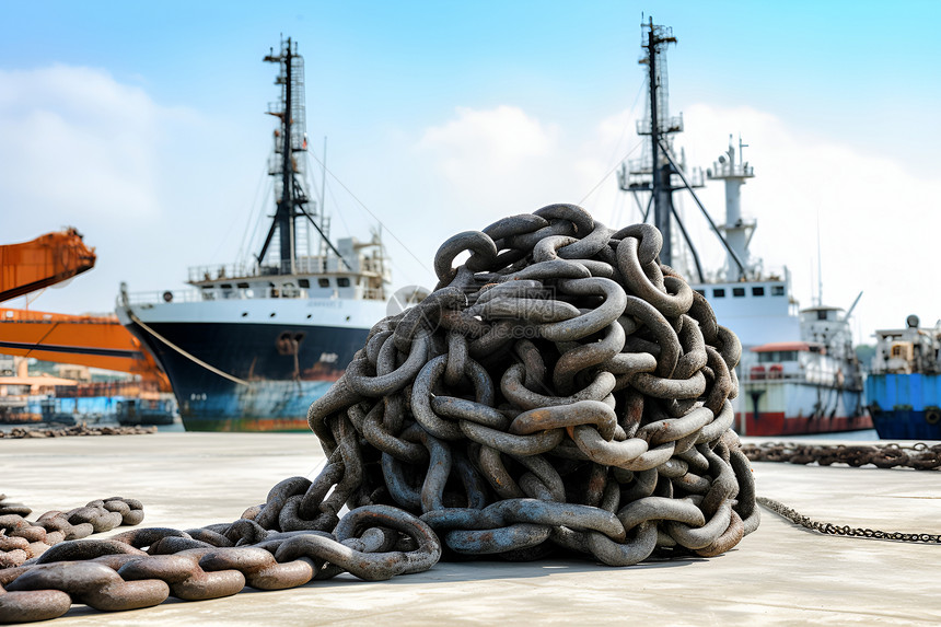 铁链与船舶图片