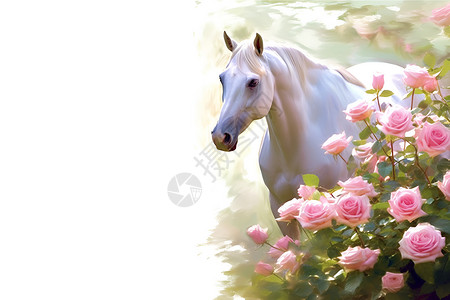 玫瑰花秘密花园惊人惊叹的白马设计图片