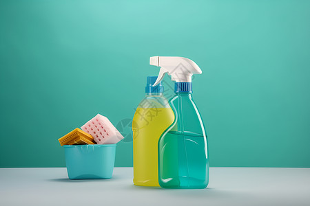 清洁瓶子打扫卫生的清洁用品背景