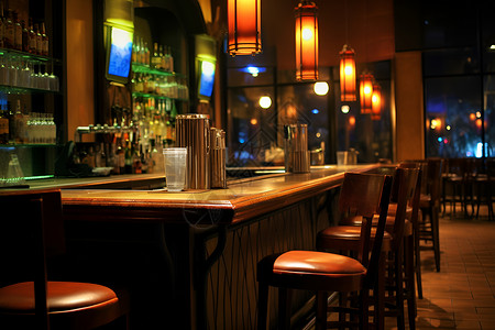 暗夜中的酒吧背景图片