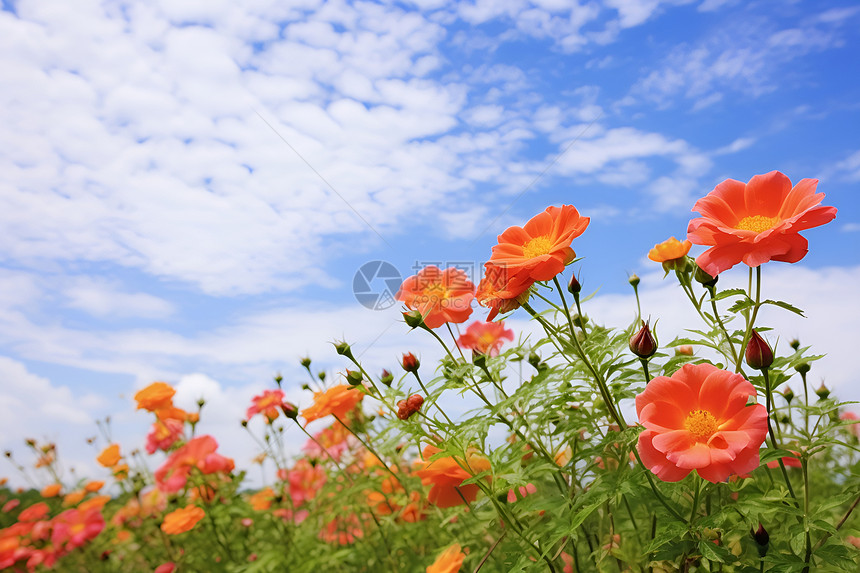 一片橙色的花海图片