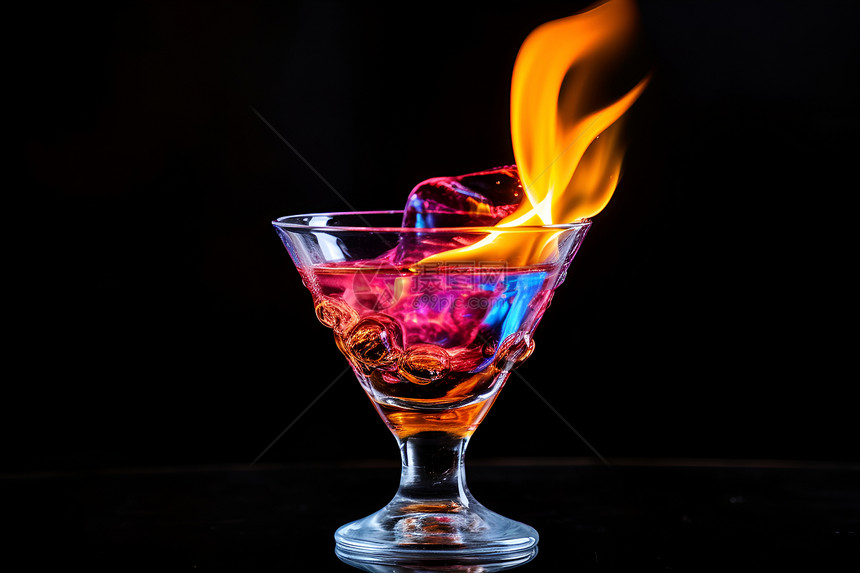 火焰中的混合饮料图片