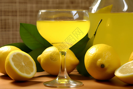 柠檬与柠檬酒的结合背景图片