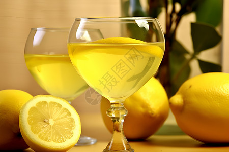 阳光下的柠檬饮料背景图片