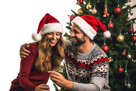 圣诞节幸福的夫妻背景图片