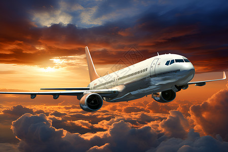 穿越云层的飞机背景图片