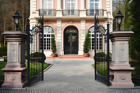 别墅的大门背景图片
