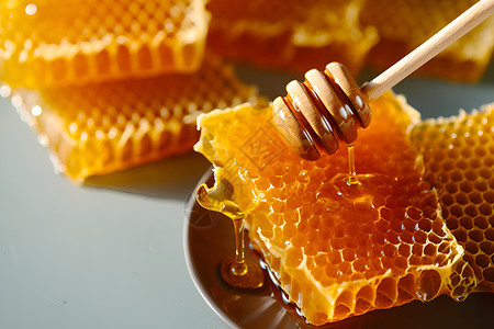 甜蜜享受一盘蜂蜜背景图片