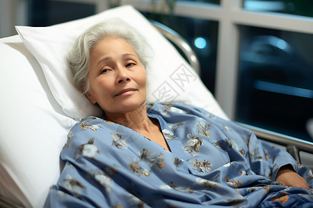 高龄津贴躺在病床上的女士背景