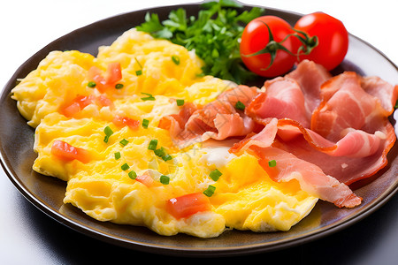 美味早餐煎蛋火腿高清图片