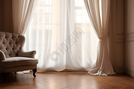 窗前悬挂的帘子背景图片
